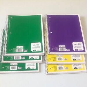 pen+GEAR Spiral 1-Subject Notebooks - Green, Purple, Yellow lot of 6